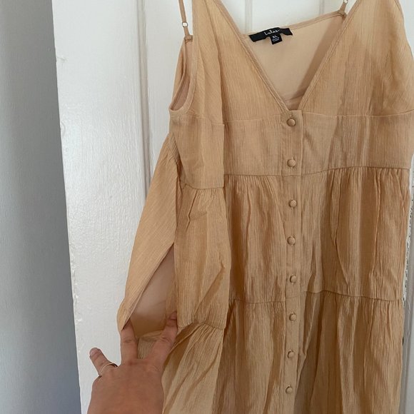 All Sunny Days Tan Tiered Button-Front Maxi Dress - Picture 6 of 7